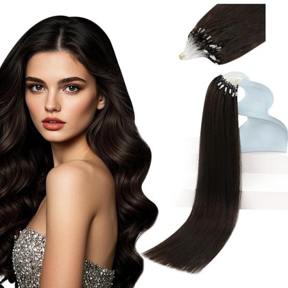 Sunny Hair 24 Inch Micro Loop Hair Extensions Dark Brown front view