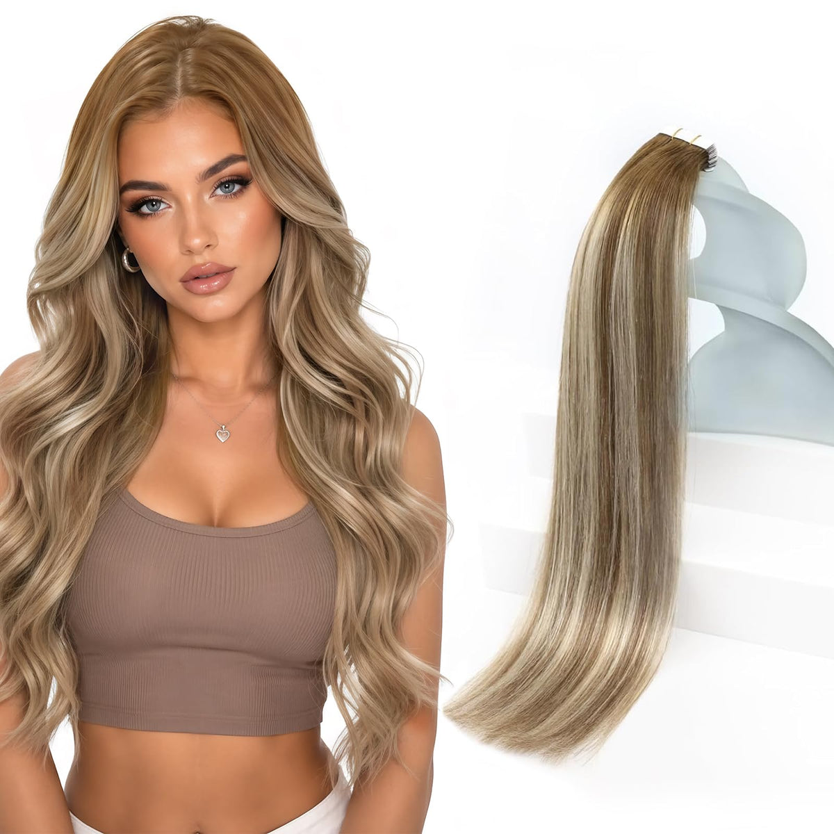 Sunny Hair Blonde Tape in Hair Extensions 18 Inch front view