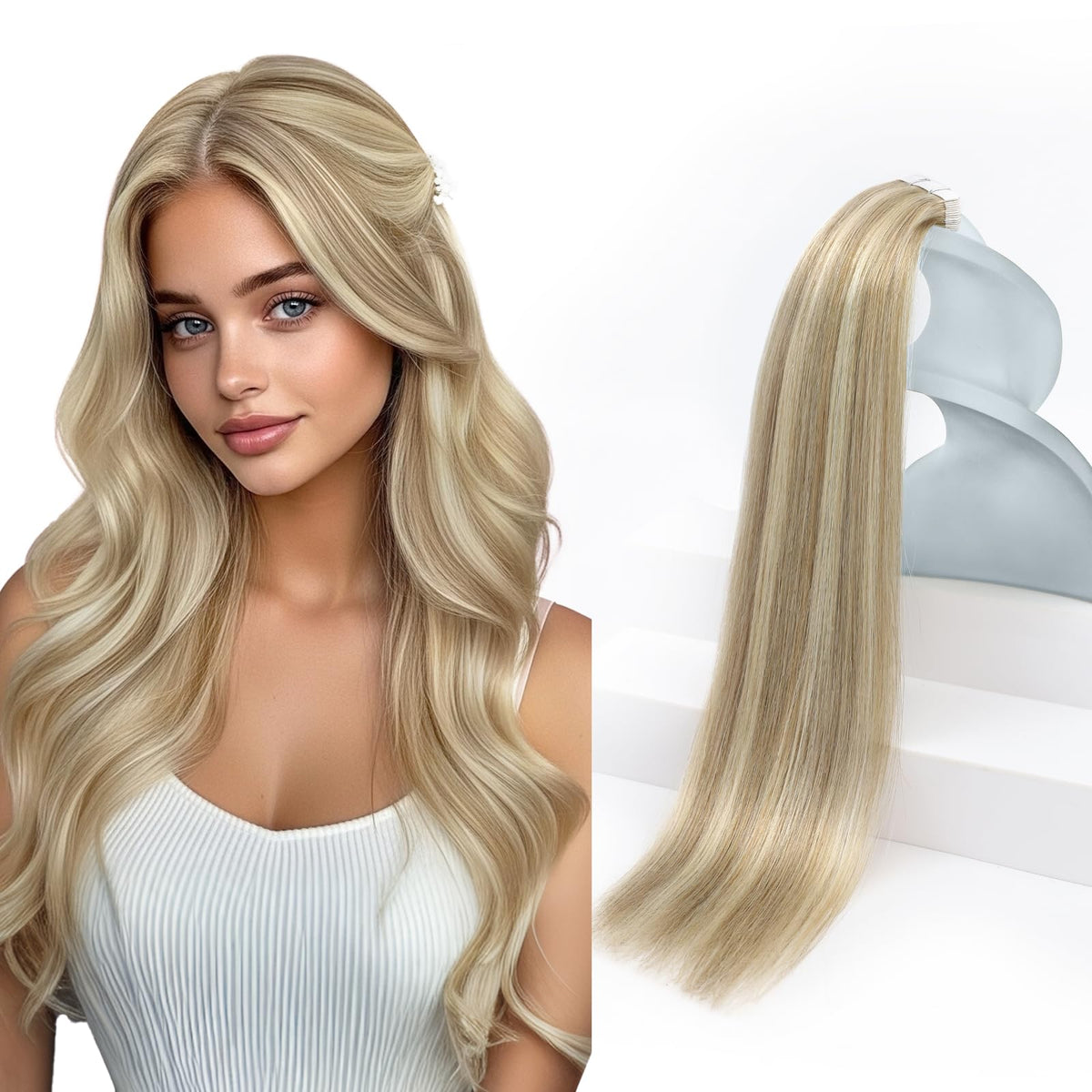 Sunny Hair Blonde Tape in Hair Extensions 22 Inch front view