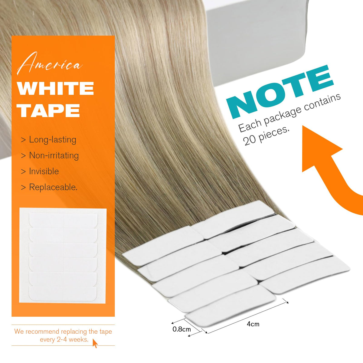 Sunny Hair Blonde Tape in Hair Extensions displayed with packaging