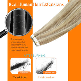 Sunny Hair Blonde Tape in Hair Extensions displayed with replacement strips