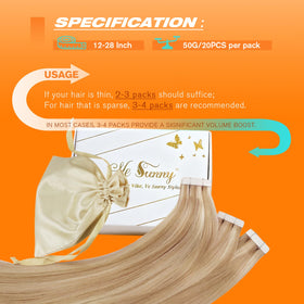 Sunny Hair Blonde Tape in Hair Extensions showing texture