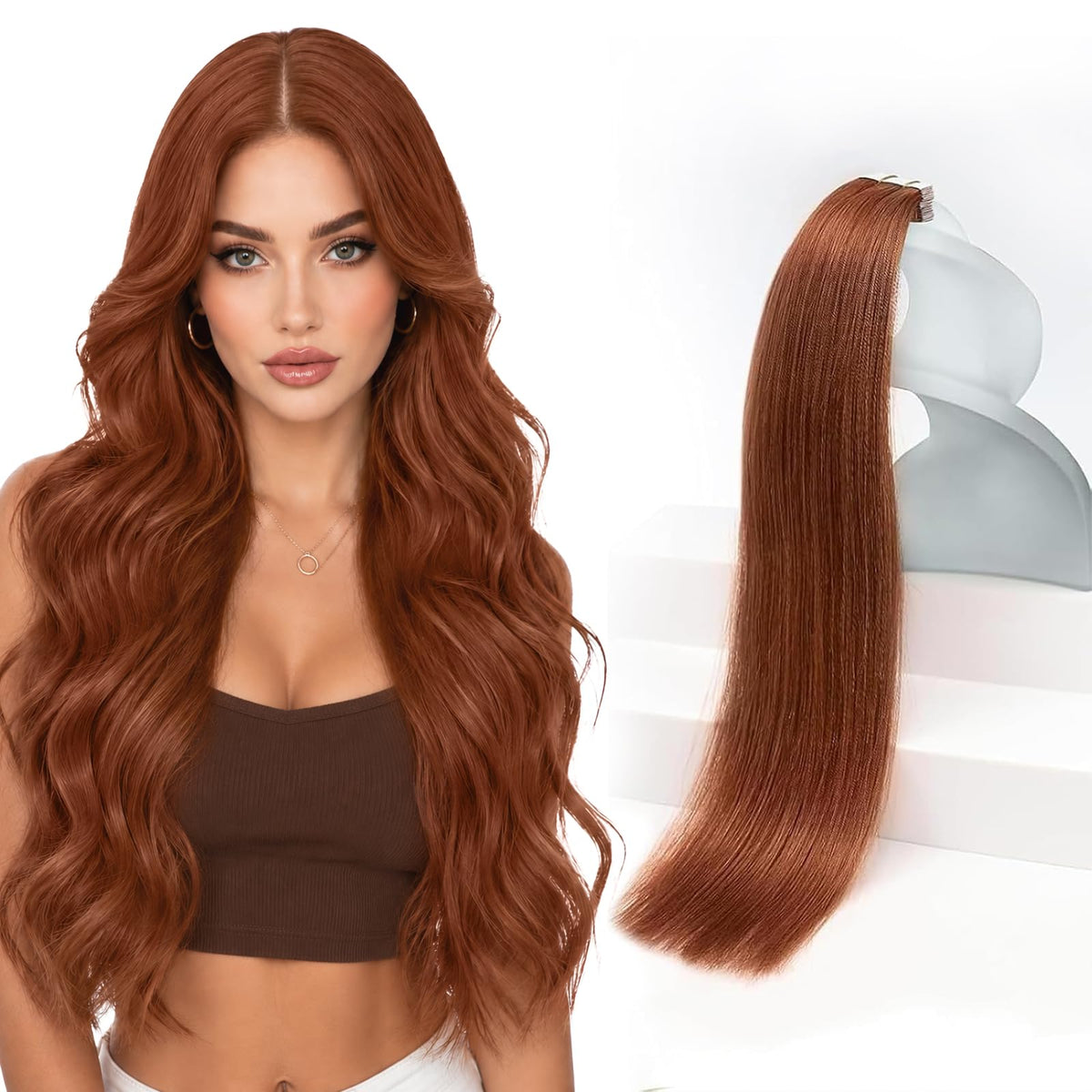 Sunny Hair Brown Tape in Extensions 14 Inch front view