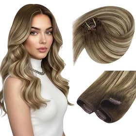 Sunny Hair Clip-In Extensions 12 Inch Brown Balayage front view