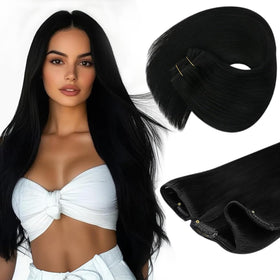 Sunny Hair Clip-in Extensions 12 Inch Jet Black front view