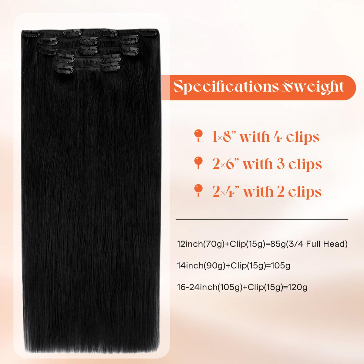 Sunny Hair Clip-in Extensions 12 Inch Jet Black packaging