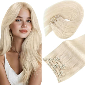 Sunny Hair Clip-in Extensions 12 Inch Platinum Blonde front view
