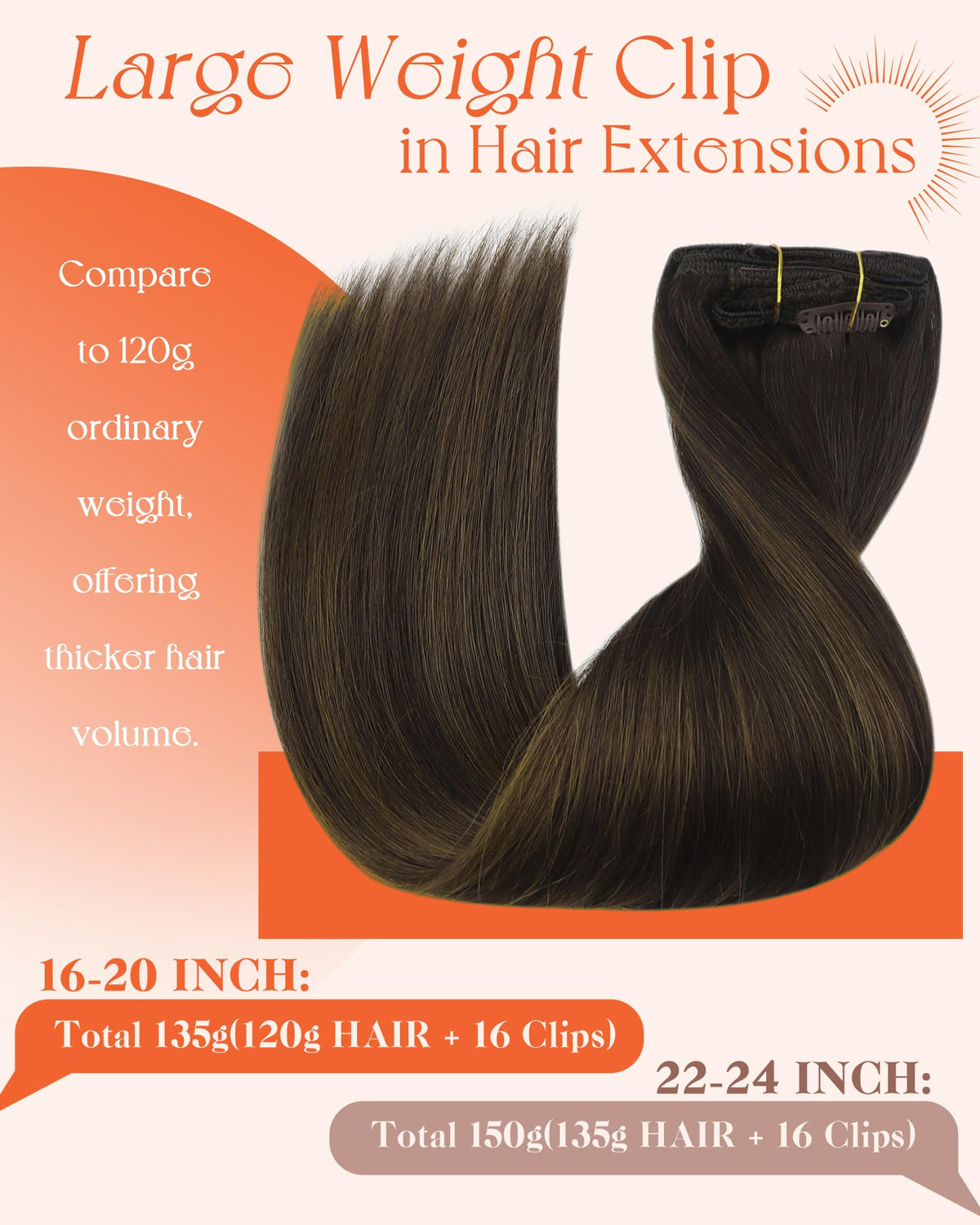 Sunny Hair Clip-in Extensions 120g Balayage packaging