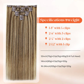Sunny Hair Clip-in Extensions 14 Inch Brown Highlight packaging