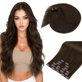 Sunny Hair Clip-in Extensions 14 Inch brown model front view