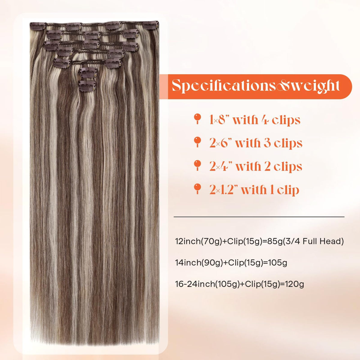 Sunny Hair Clip-in Extensions 14 Inch close-up of clips