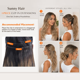 Sunny Hair Clip-in Extensions 14 Inch displayed on a table
