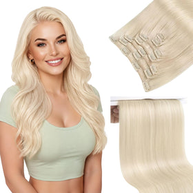 Sunny Hair Clip-in Extensions 150g Platinum Blonde front view