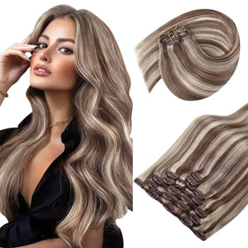 Sunny Hair Clip-in Extensions 16 Inch Brown Blonde front view