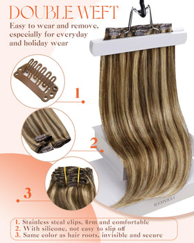 Sunny Hair Clip-in Extensions 18 Inch Caramel Blonde styling options