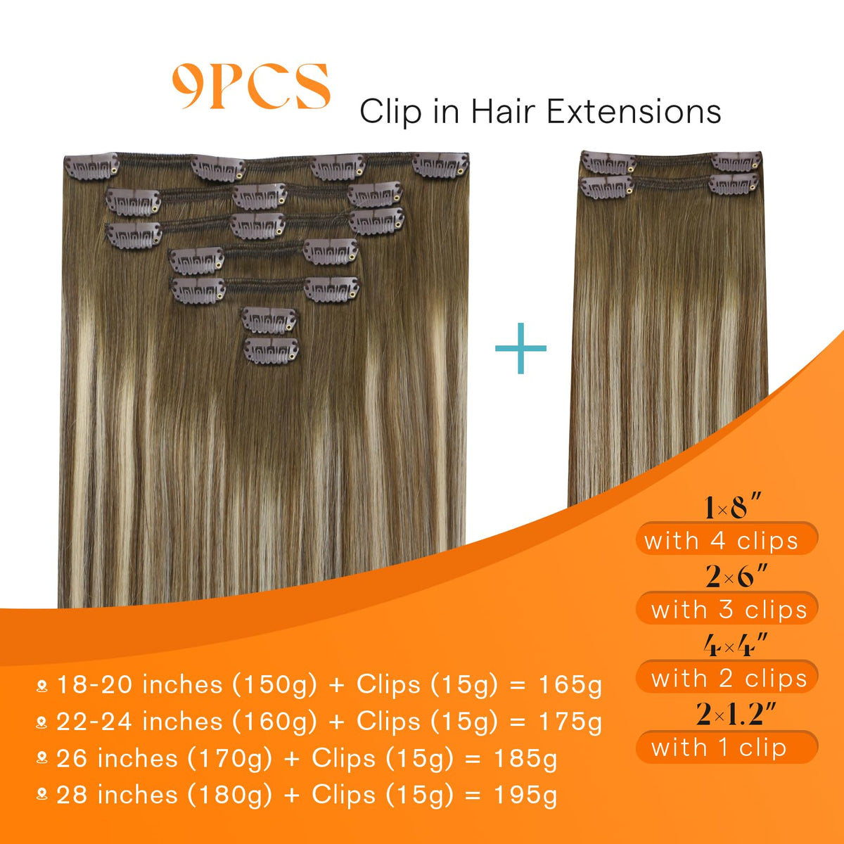 Sunny Hair Clip-in Extensions 18 Inch Ombre packaging