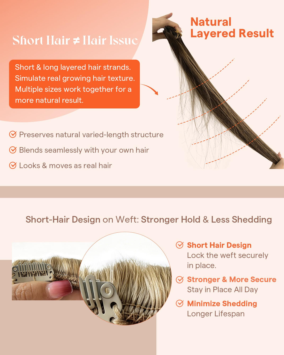 Sunny Hair Clip-in Extensions 18inch styled in hair
