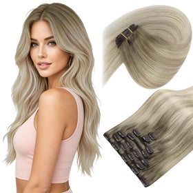 Sunny Hair Clip-in Extensions 20 Inch Blonde Balayage front view