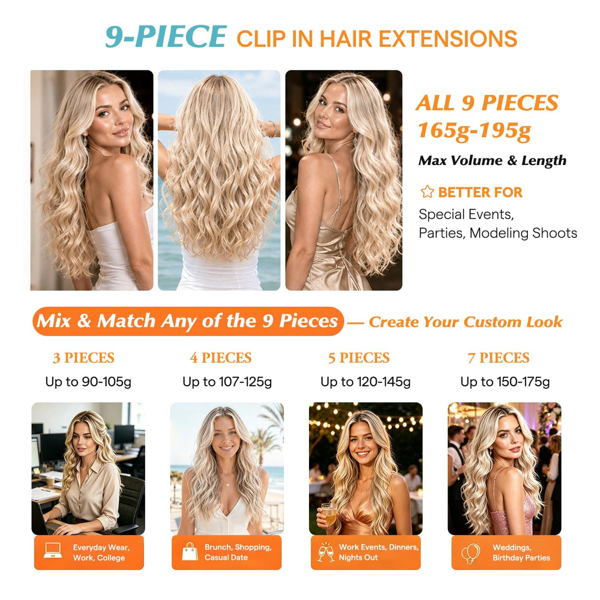 Sunny Hair Clip-in Extensions 20 Inch close-up of clips