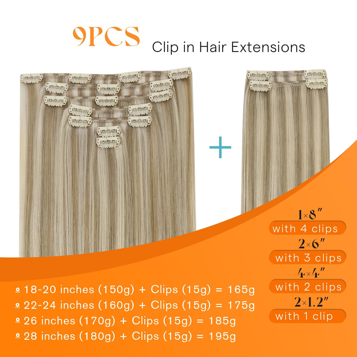 Sunny Hair Clip-in Extensions 20 Inch different styling options