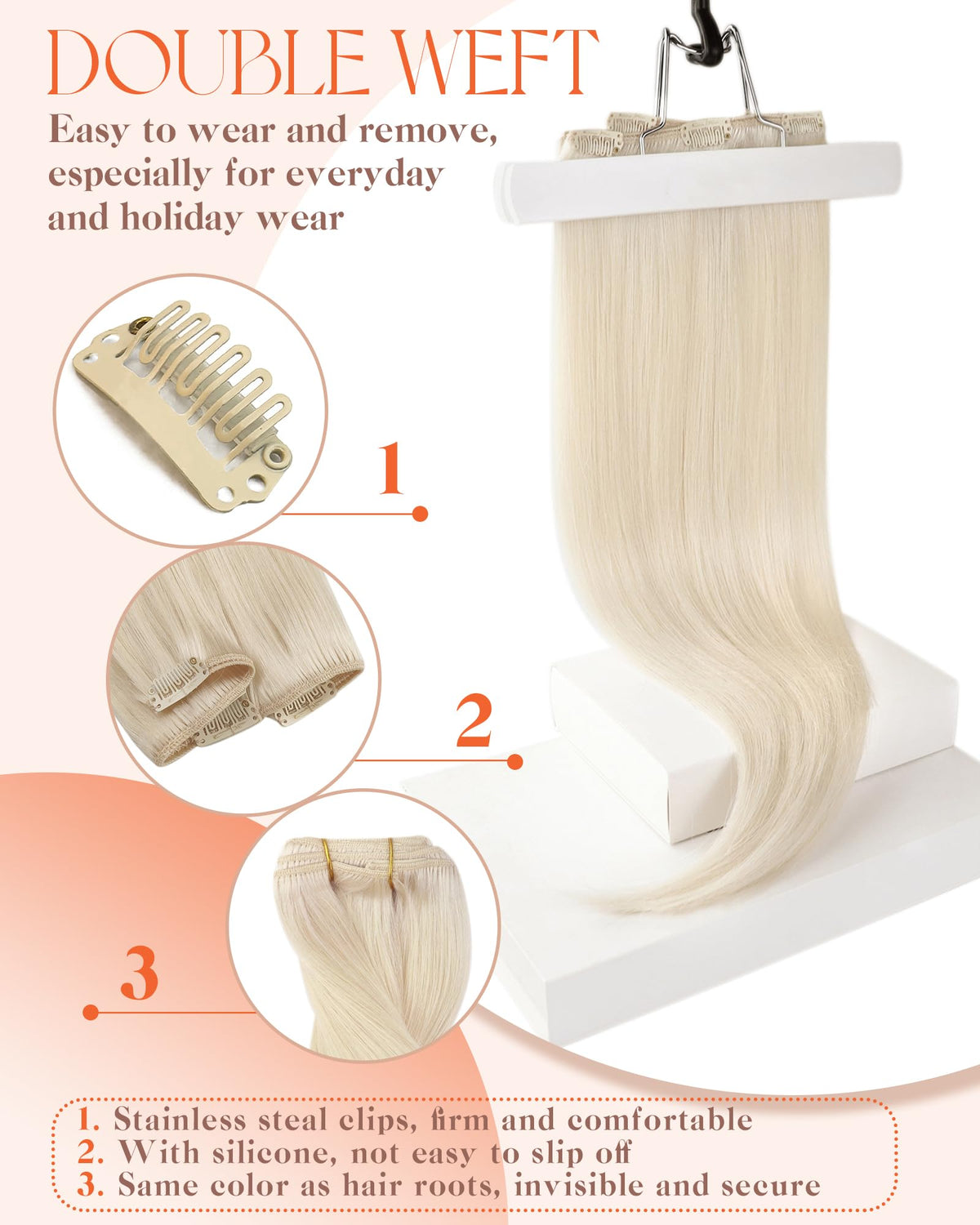 Sunny Hair Clip-In Extensions 20 Inch Platinum Blonde lifestyle scene