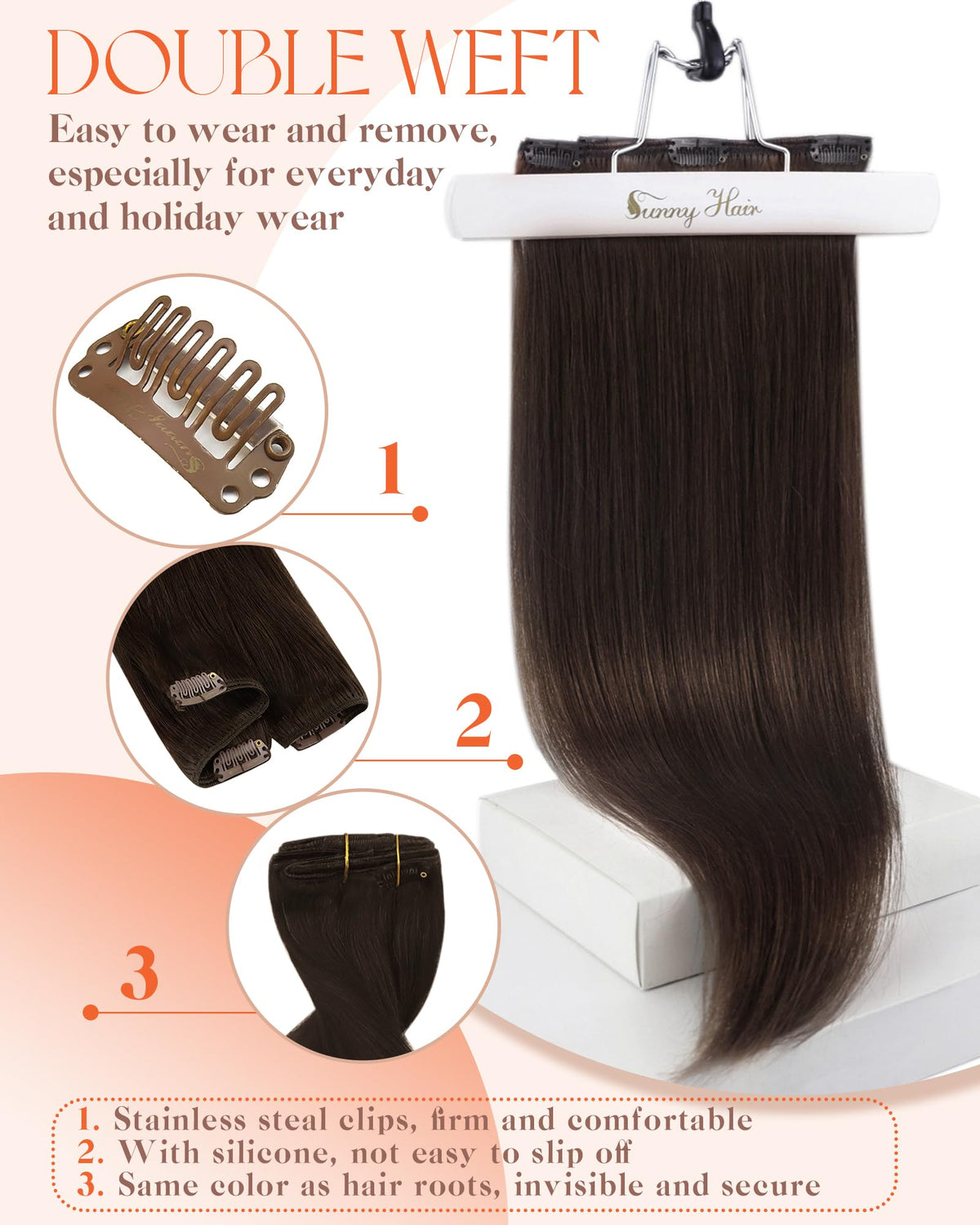 Sunny Hair Clip-in Extensions 20inch showing natural blending