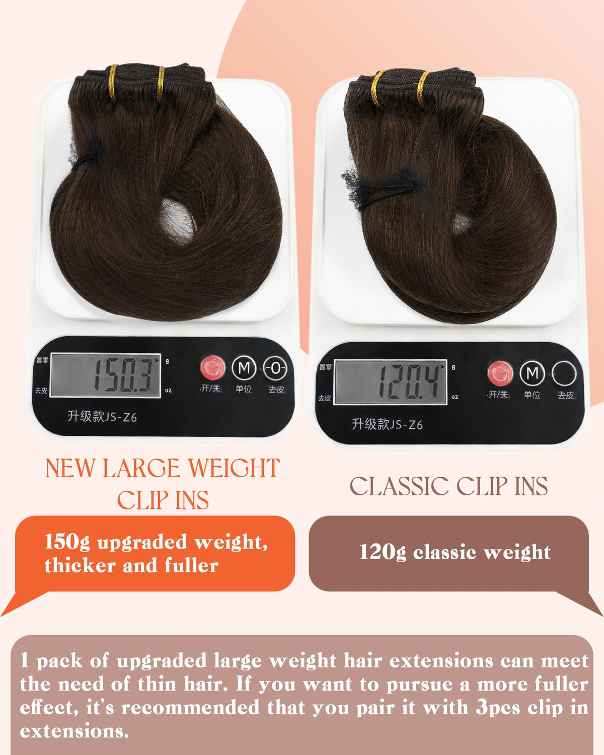 Sunny Hair Clip-in Extensions 22 Inch Brown texture detail