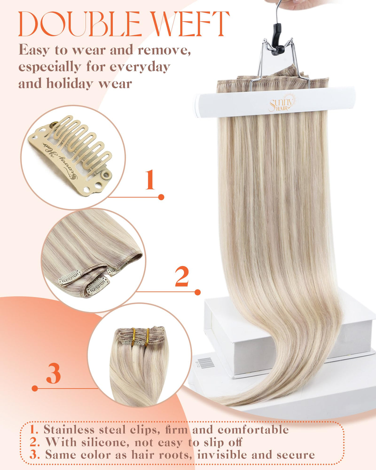 Sunny Hair Clip-In Extensions 22 Inch styling options