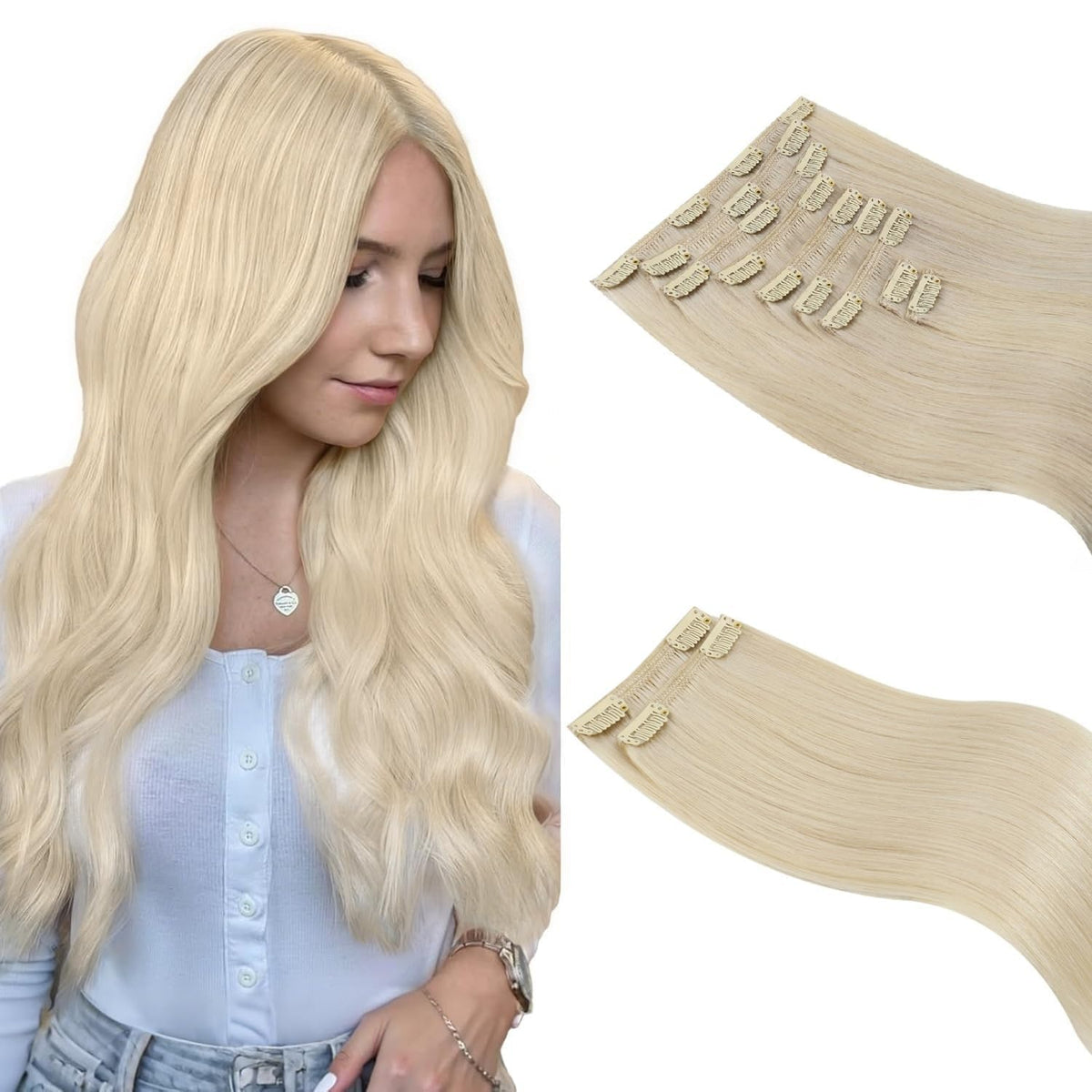 Sunny Hair Clip-In Extensions 24 Inch blonde model front view