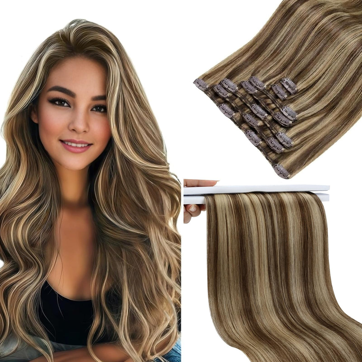 Sunny Hair Clip-in Extensions 24 Inch Caramel Blonde front view