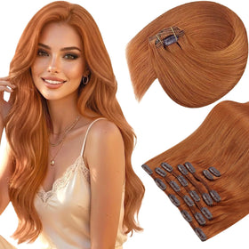 Sunny Hair Clip-in Extensions 24 Inch Copper Orange front view