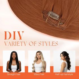 Sunny Hair Clip-in Extensions 24 Inch Copper Orange with styling tools