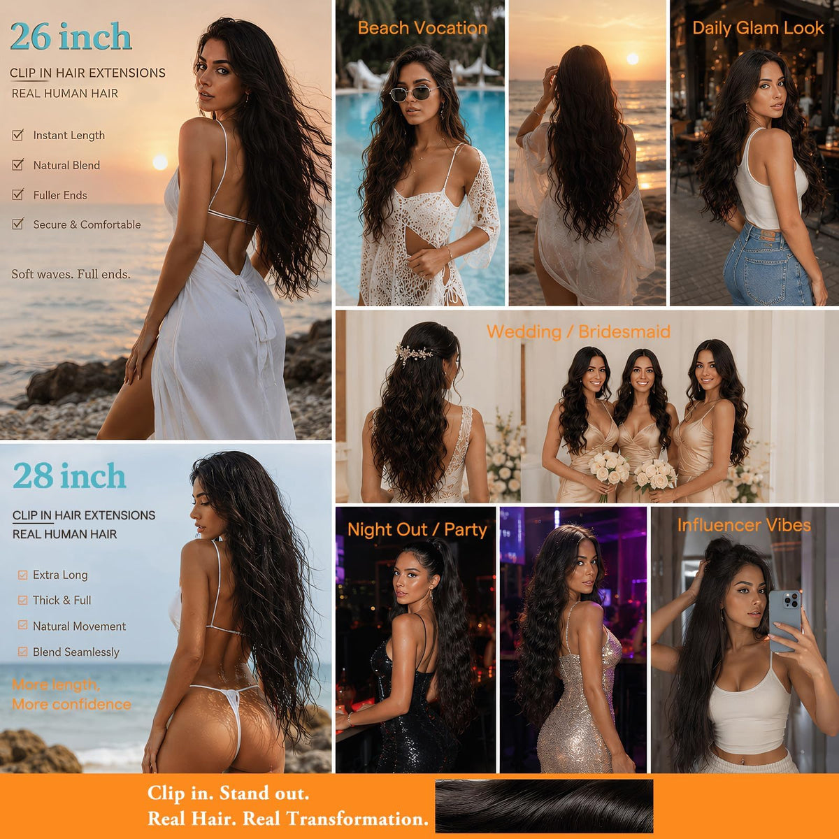Sunny Hair Clip-in Extensions 26 Inch Jet Black packaging