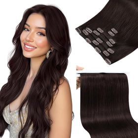 Sunny Hair Clip-in Extensions 28inch dark brown front view