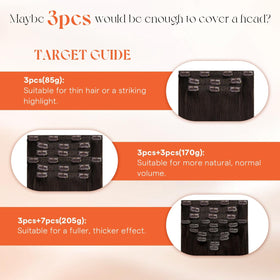 Sunny Hair Clip-In Extensions 7-piece set display