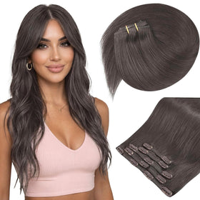 Sunny Hair Clip-in Extensions 85g Mocha Black Brown front view