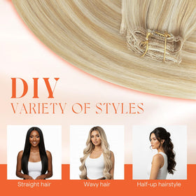 Sunny Hair clip-in extensions before and after application