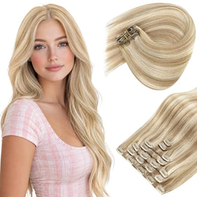 Sunny Hair clip-in extensions blonde front view