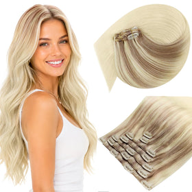 Sunny Hair Clip-in Extensions blonde ombre front view