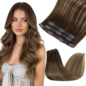 Sunny Hair Clip-in Extensions Brown Balayage front view
