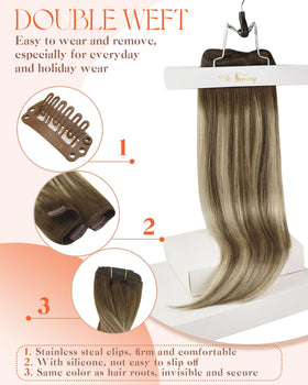 Sunny Hair clip-in extensions close-up of balayage effect