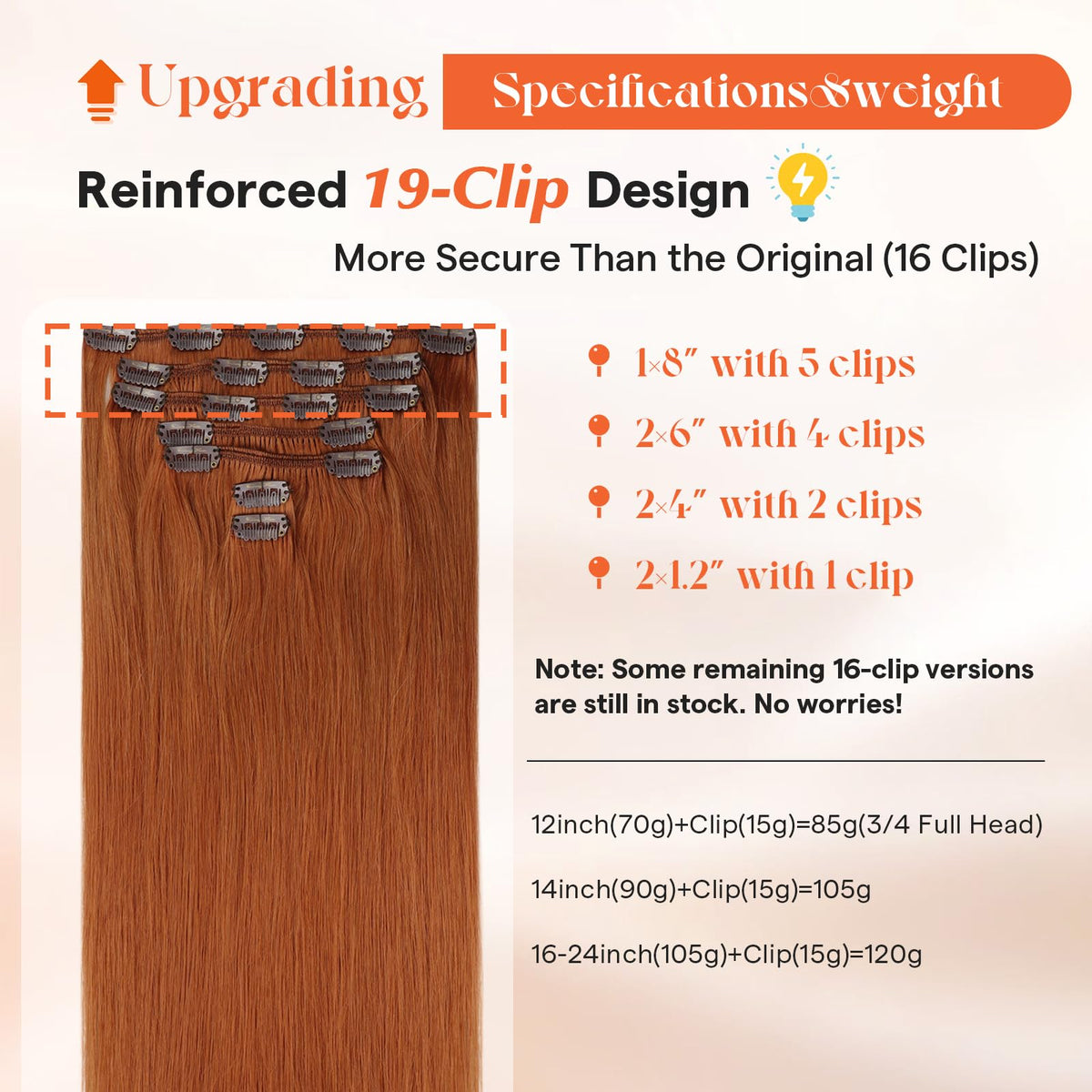 Sunny Hair Clip-in Extensions Copper Orange in packaging