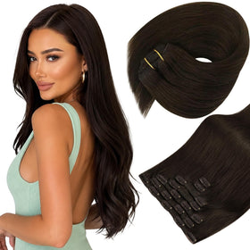 Sunny Hair Clip-in Extensions Dark Brown 20 Inch front view