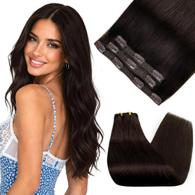 Sunny Hair Clip-in Extensions Dark Brown front view