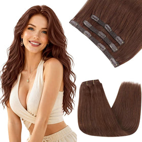 Sunny Hair Clip-in Extensions Dark Reddish Auburn front view