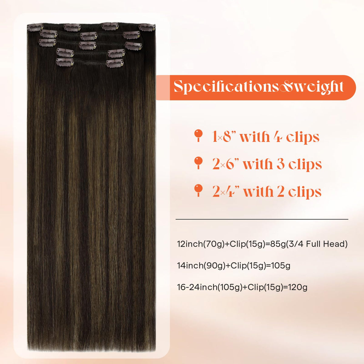 Sunny Hair Clip-in Extensions displayed with colour swatches