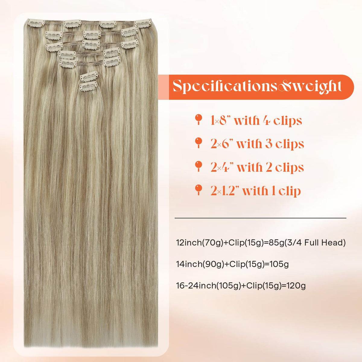 Sunny Hair clip-in extensions displayed with colour swatches