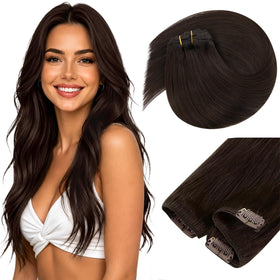 Sunny Hair Clip-In Extensions front view in brown blend