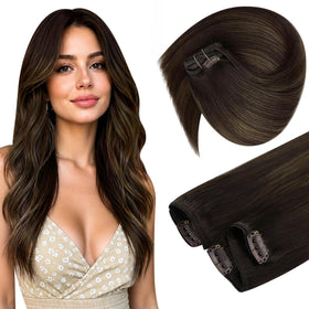 Sunny Hair Clip-in Extensions in brown balayage front view