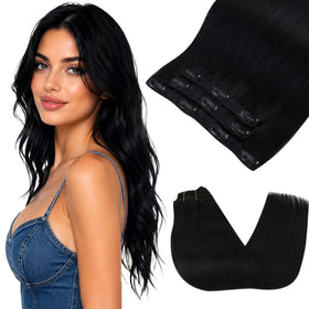 Sunny Hair Clip-in Extensions Jet Black front view